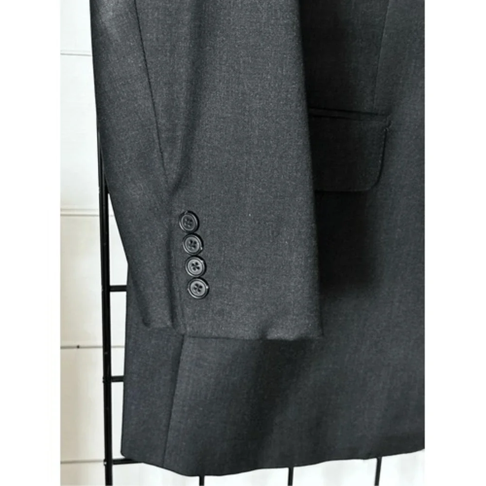 ERMENEGILDO ZEGNA‎ Wool 3 Button Suit Jacket Blazer 56L (46L) Black Classic